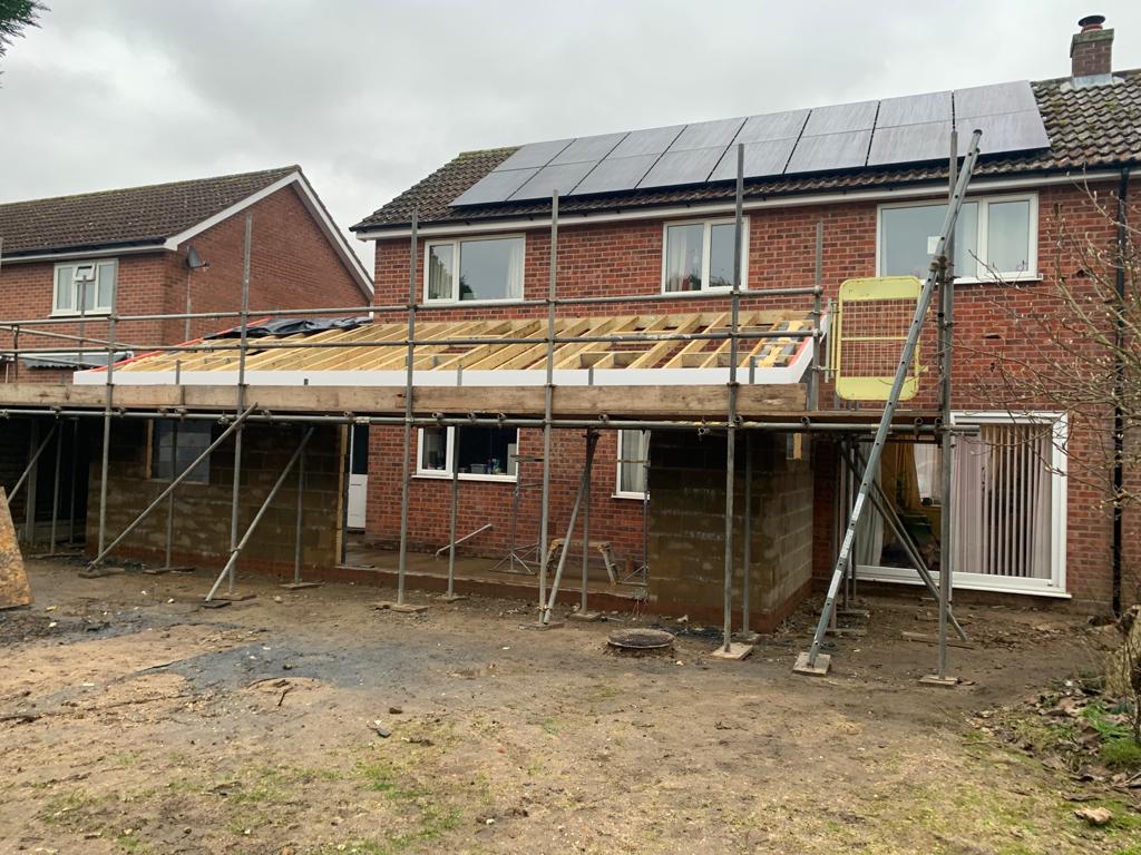 Bures Road extension ready for roof covering